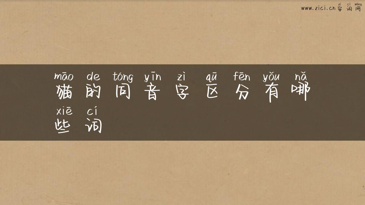 猫的同音字区分有哪些词