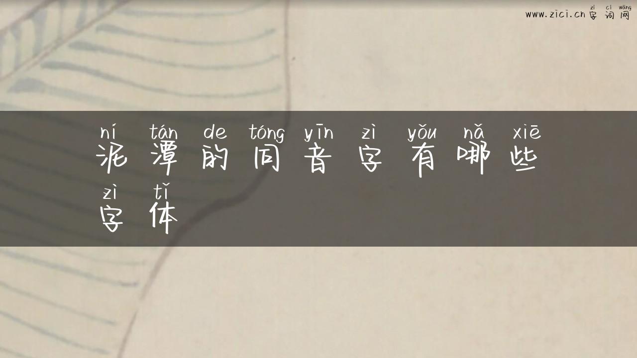 泥潭的同音字有哪些字体