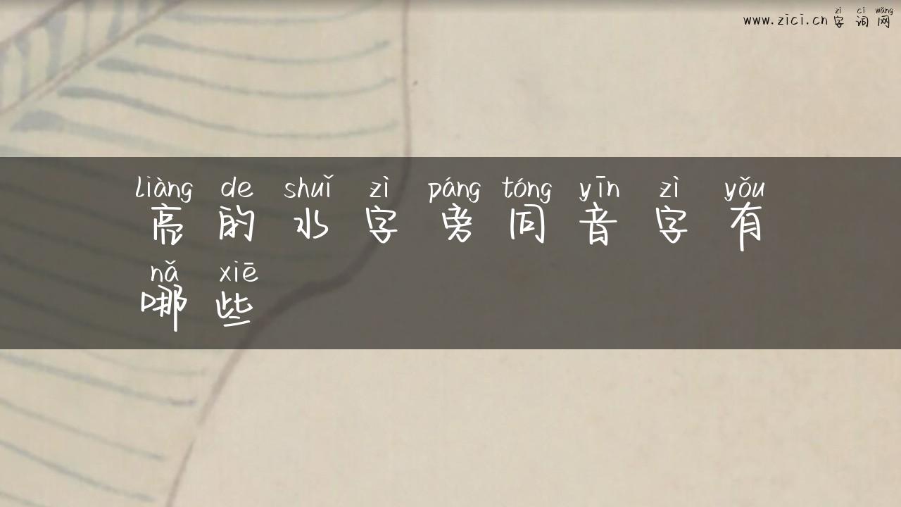 亮的水字旁同音字有哪些