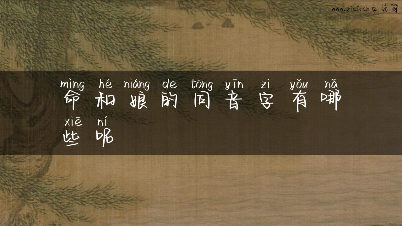 命和娘的同音字有哪些呢