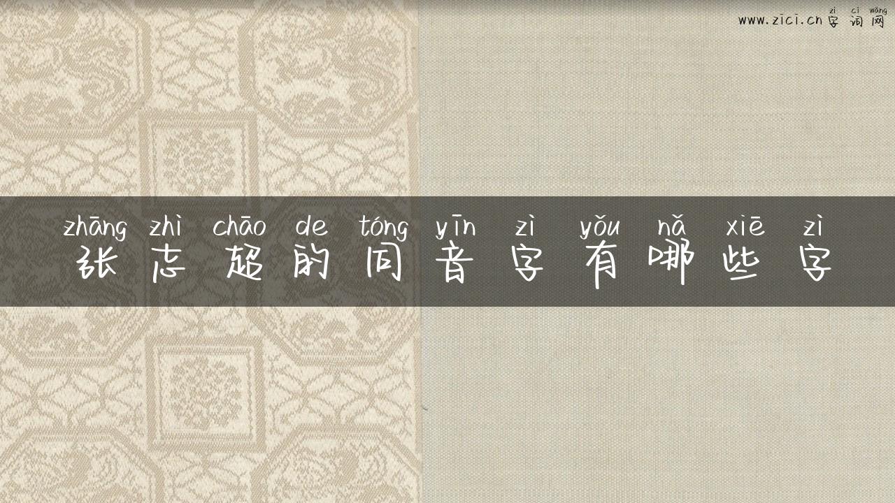 张志超的同音字有哪些字