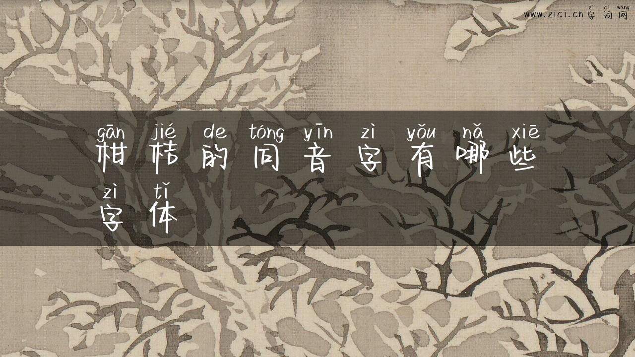 柑桔的同音字有哪些字体