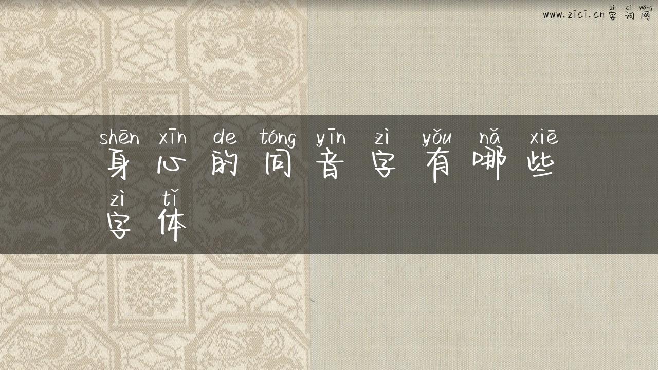 身心的同音字有哪些字体