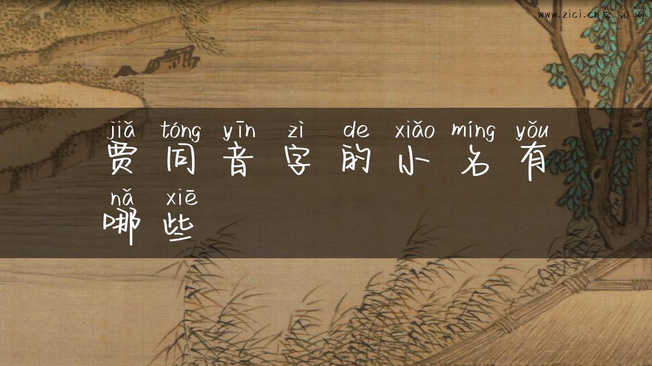 贾同音字的小名有哪些