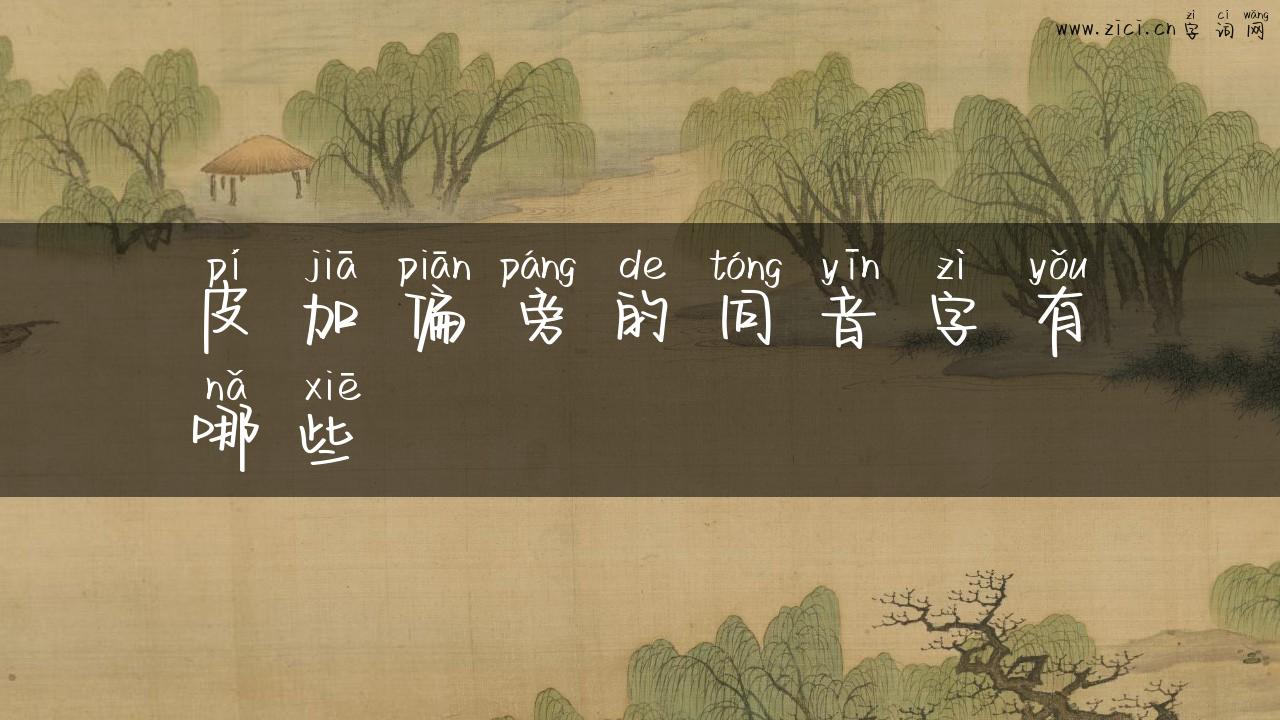 皮加偏旁的同音字有哪些