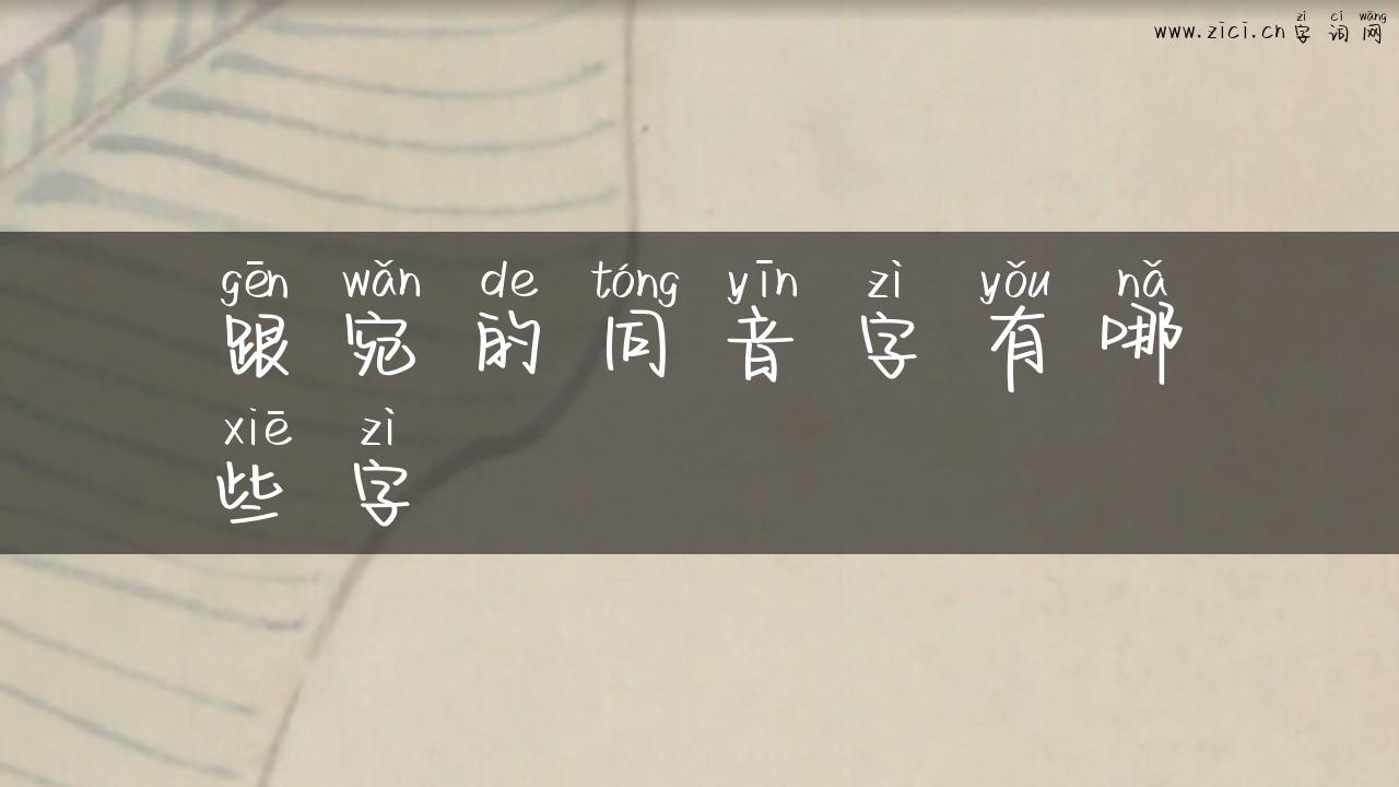 跟宛的同音字有哪些字