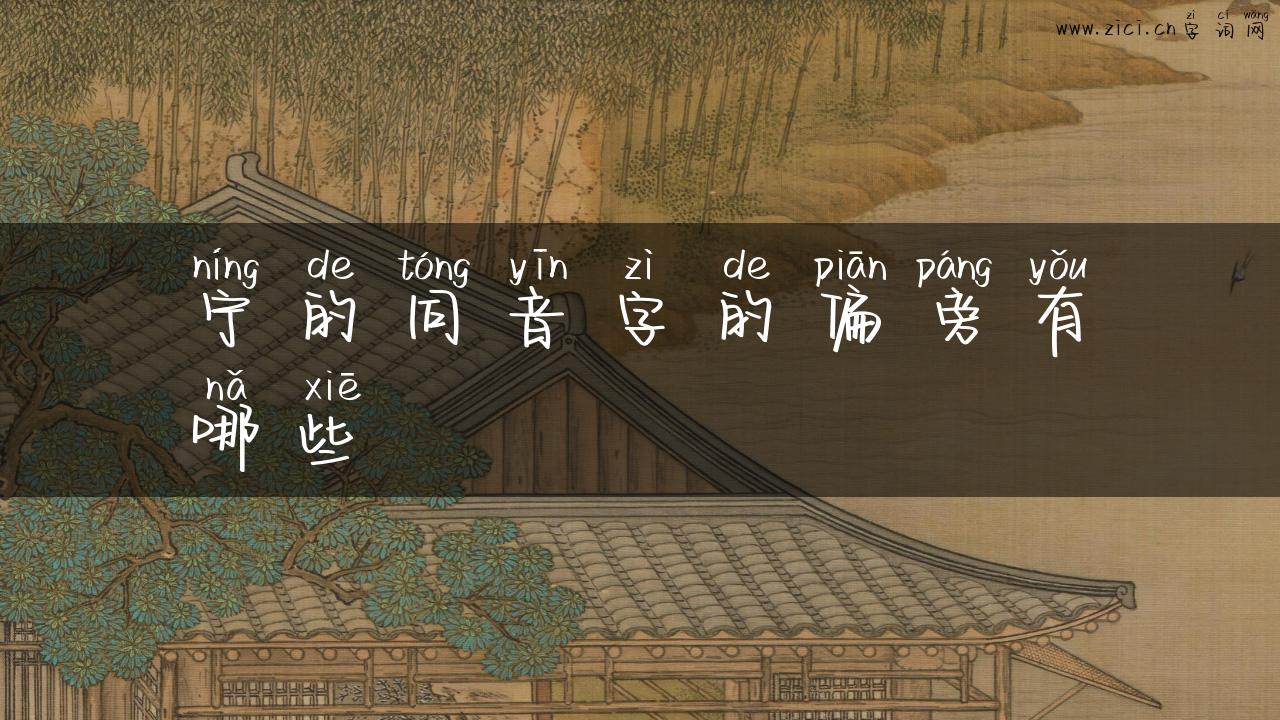 宁的同音字的偏旁有哪些