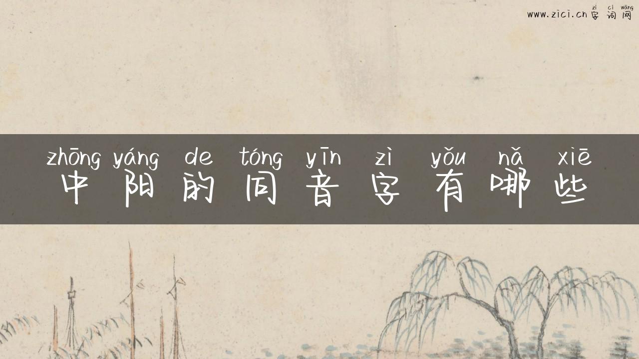 中阳的同音字有哪些