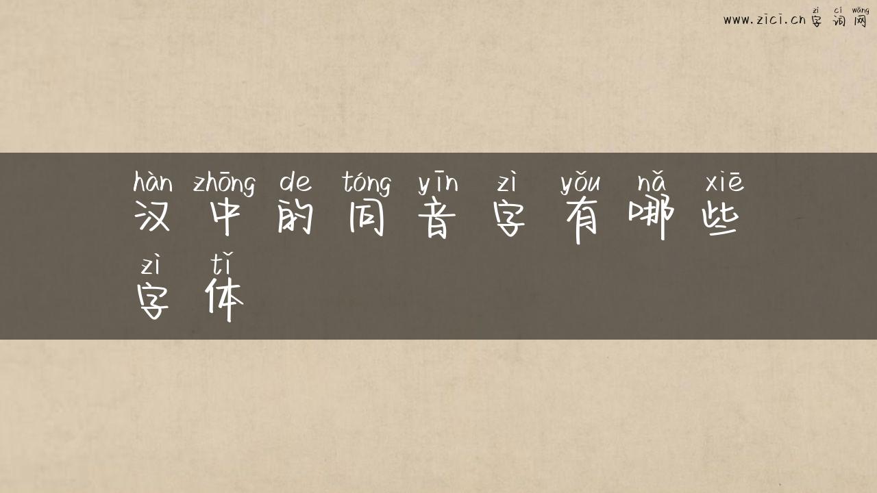 汉中的同音字有哪些字体