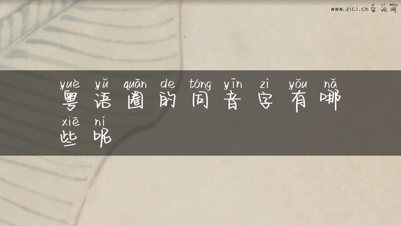 粤语圈的同音字有哪些呢