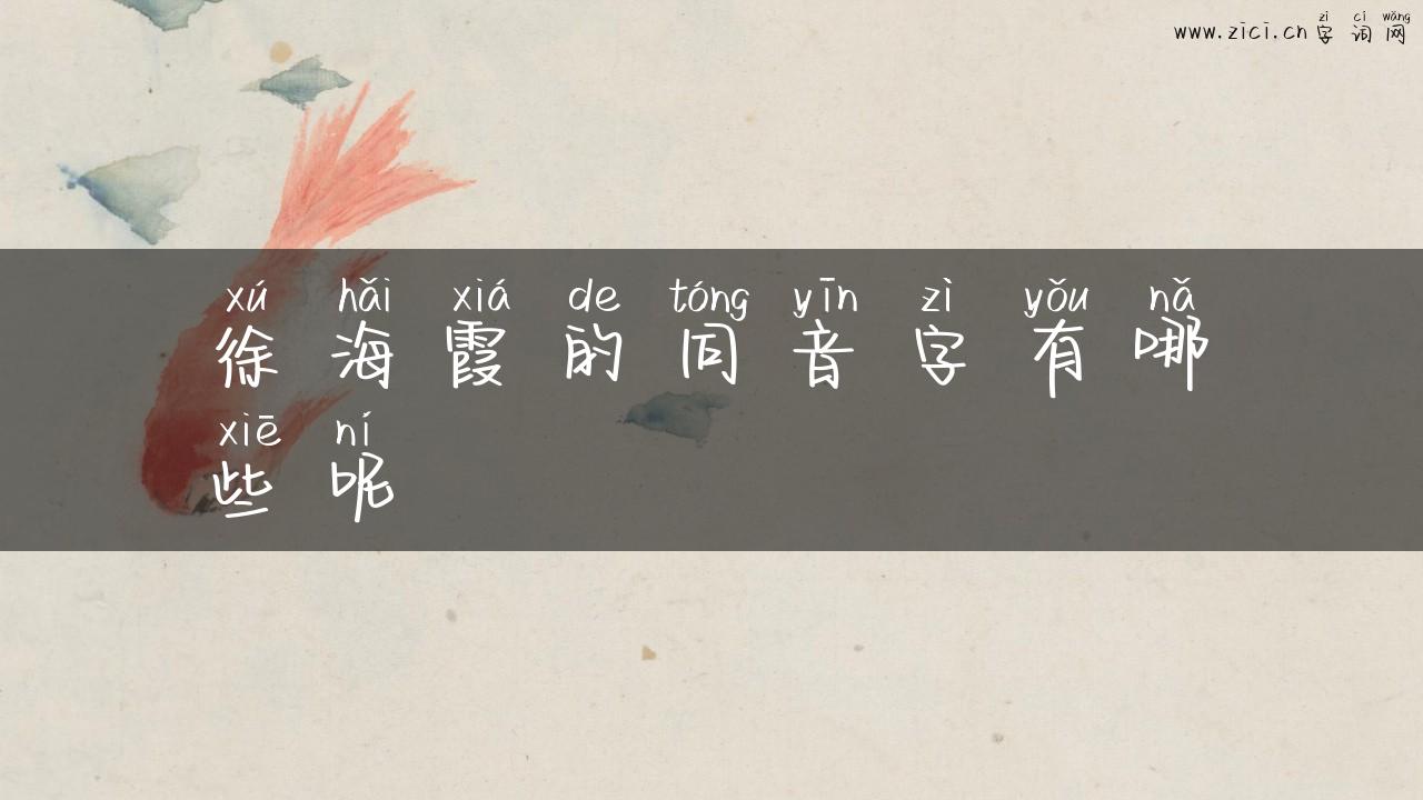 徐海霞的同音字有哪些呢