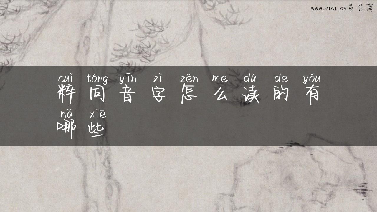 粹同音字怎么读的有哪些