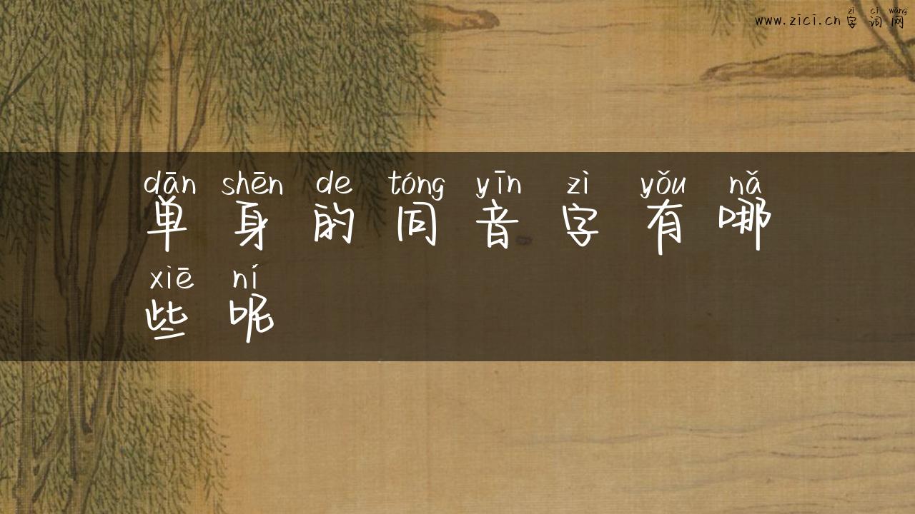 单身的同音字有哪些呢