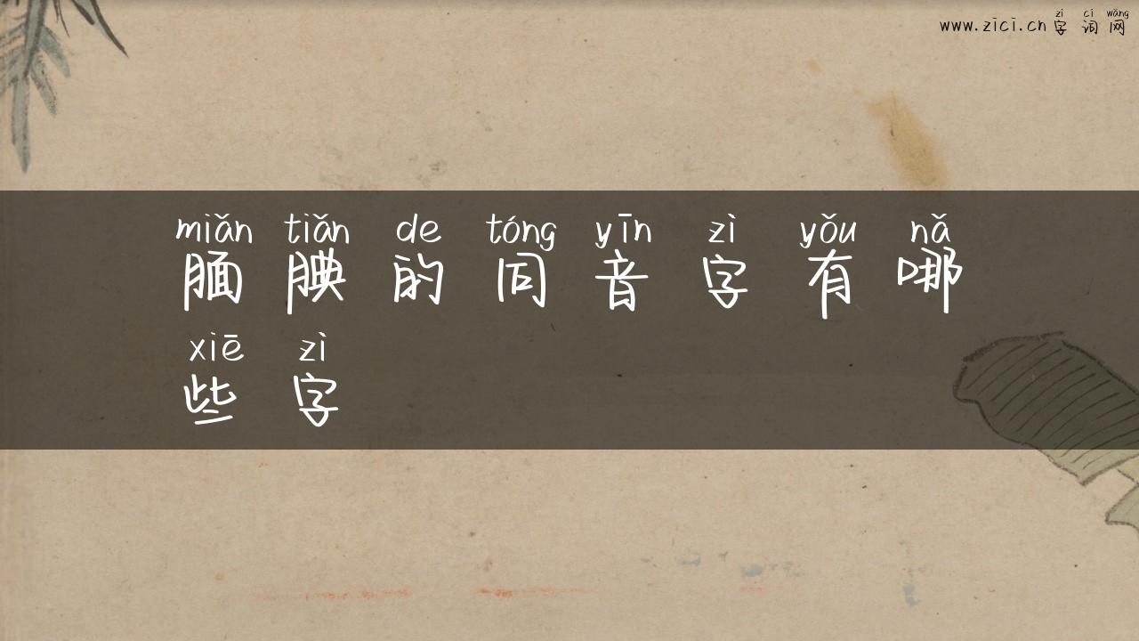 腼腆的同音字有哪些字