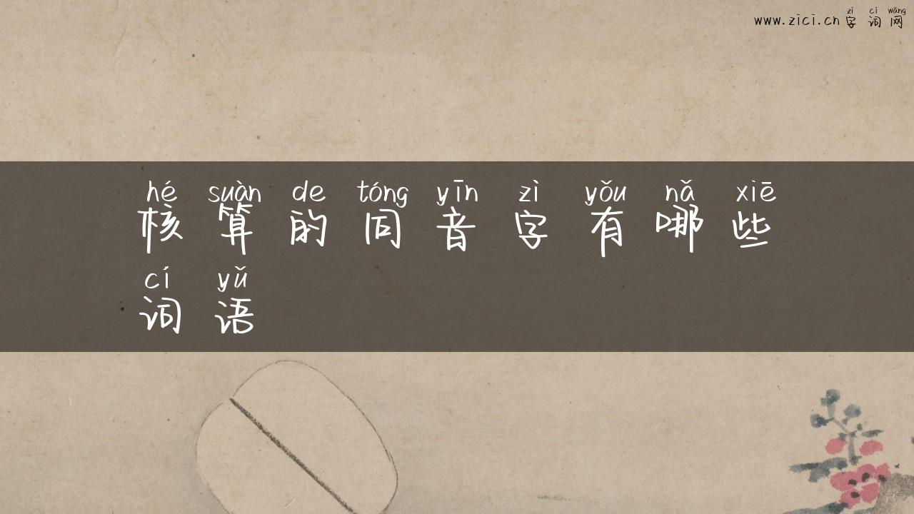 核算的同音字有哪些词语