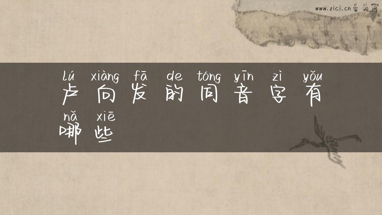 卢向发的同音字有哪些