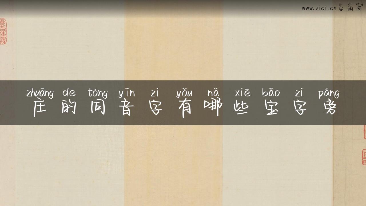 庄的同音字有哪些宝字旁