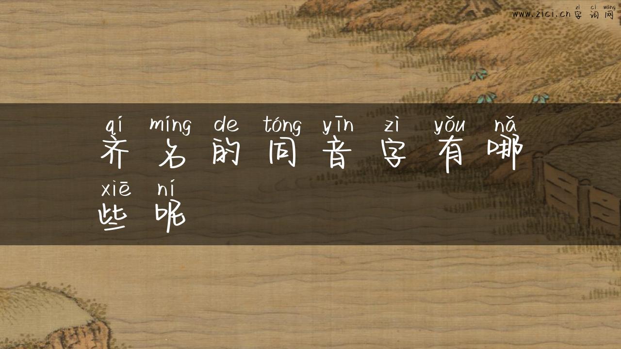 齐名的同音字有哪些呢