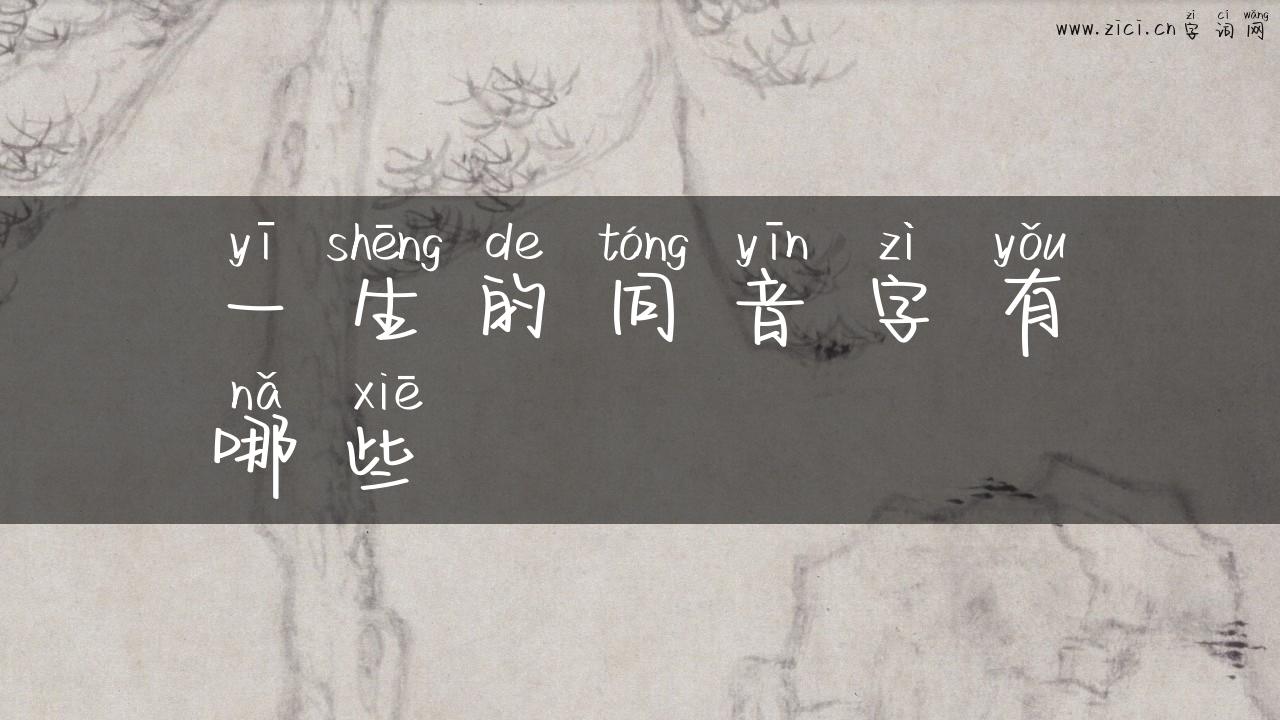 一生的同音字有哪些
