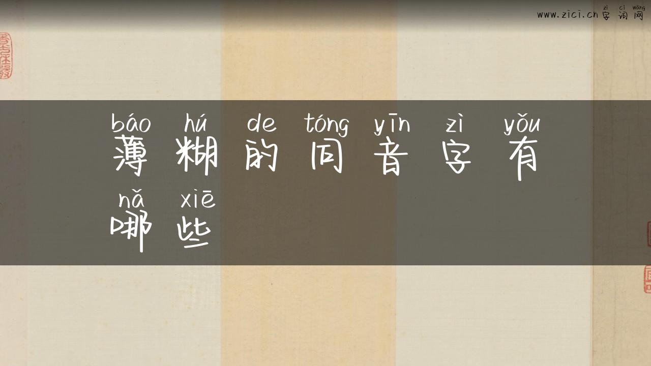 薄糊的同音字有哪些