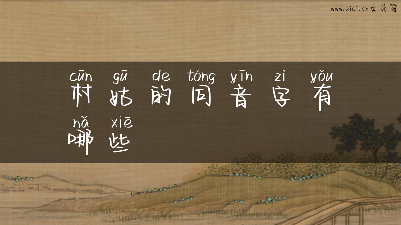 村姑的同音字有哪些