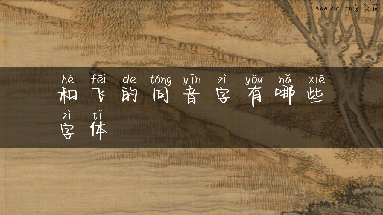 和飞的同音字有哪些字体