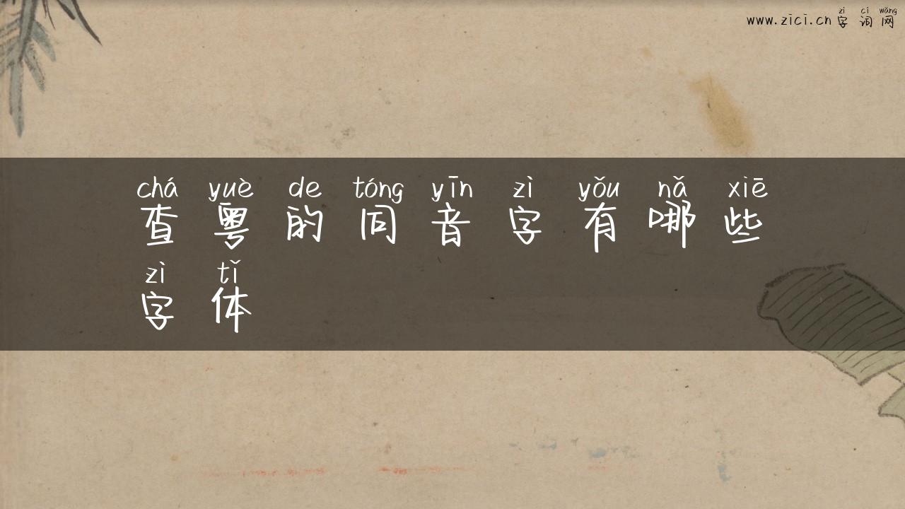 查粤的同音字有哪些字体