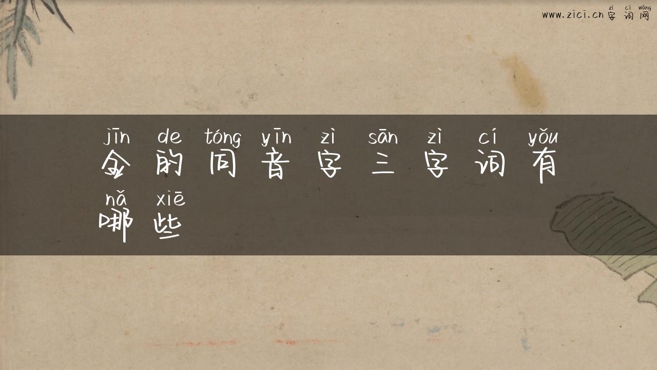金的同音字三字词有哪些