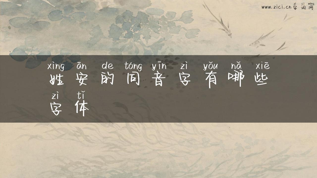 姓安的同音字有哪些字体