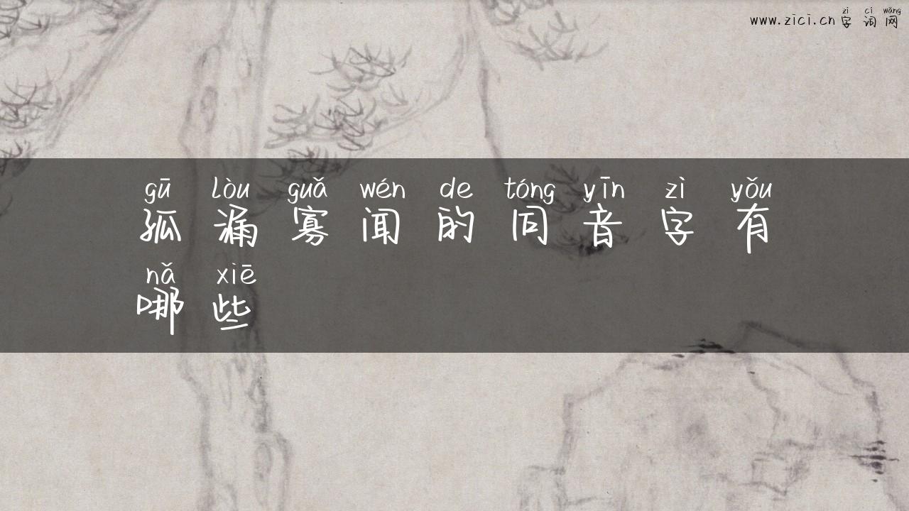 孤漏寡闻的同音字有哪些