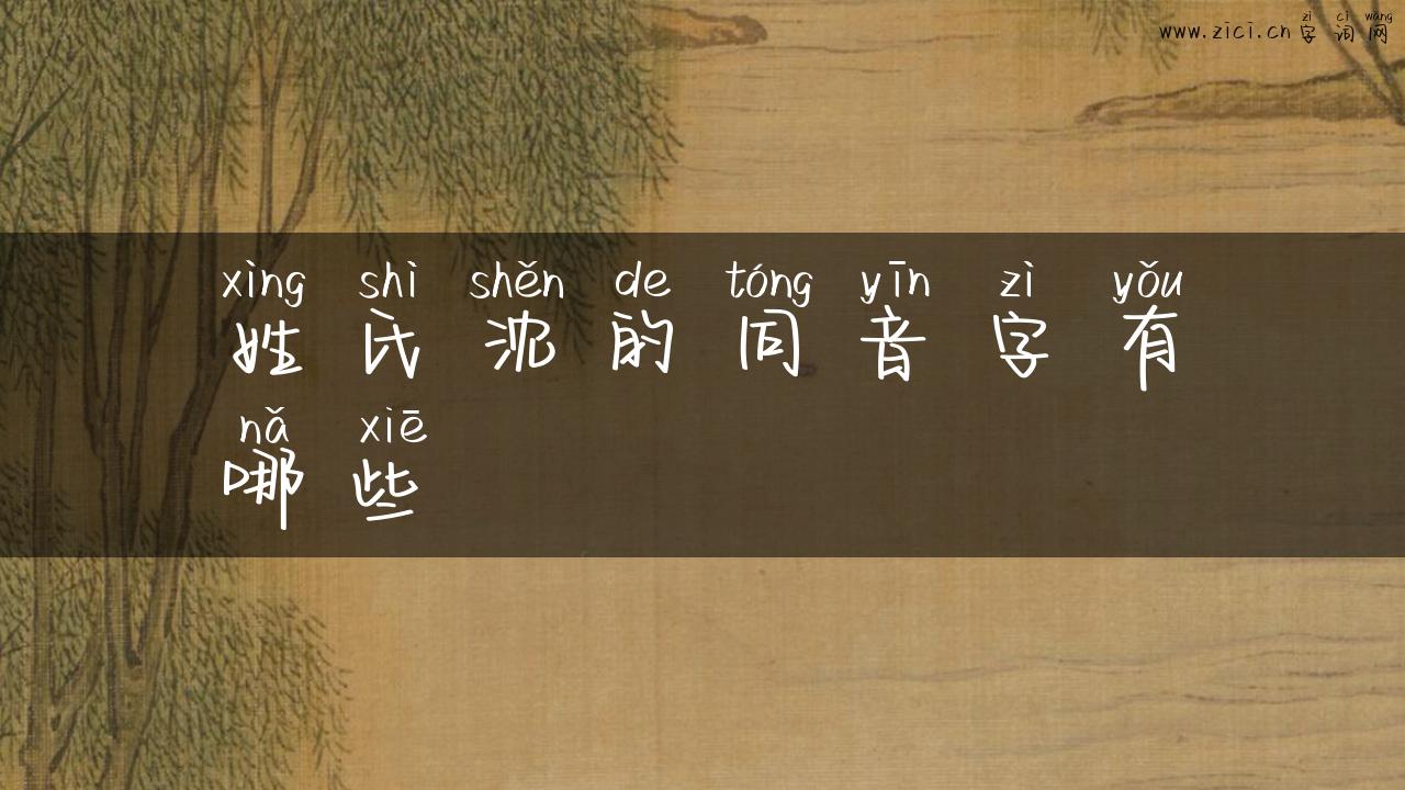 姓氏沈的同音字有哪些