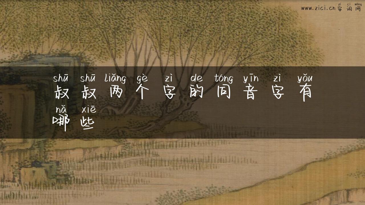 叔叔两个字的同音字有哪些