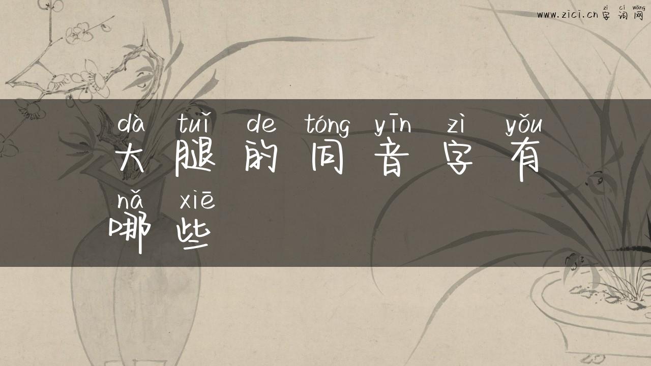 大腿的同音字有哪些