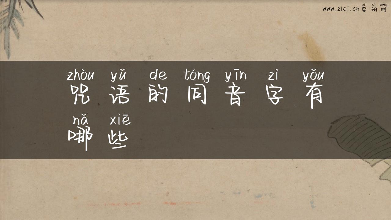 咒语的同音字有哪些