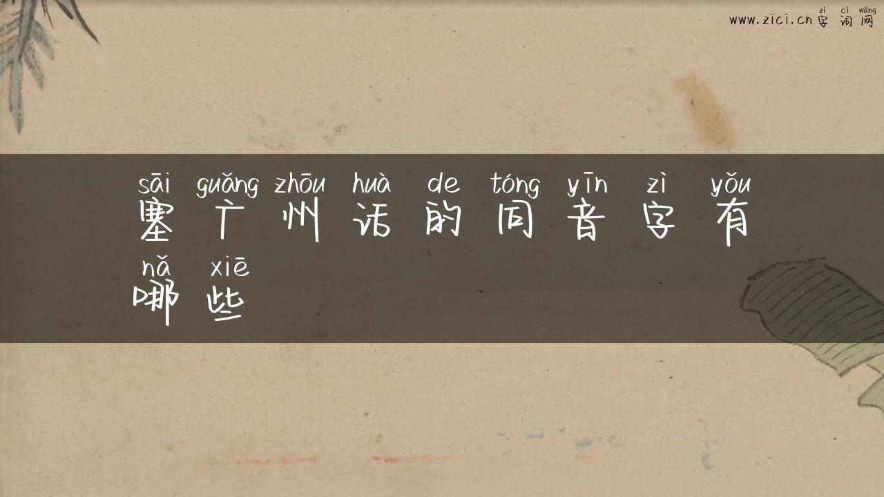 塞广州话的同音字有哪些