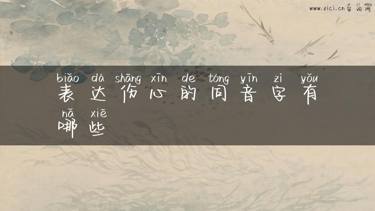 表达伤心的同音字有哪些