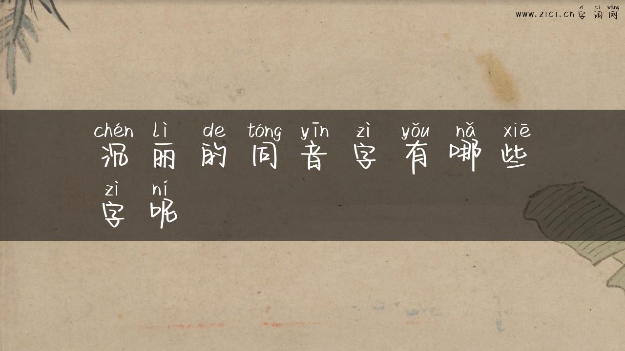 沉丽的同音字有哪些字呢