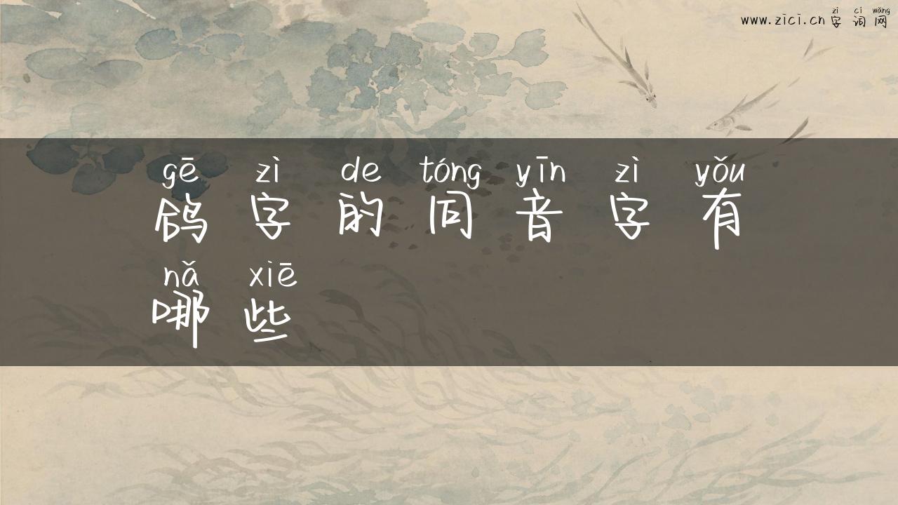 鸽字的同音字有哪些