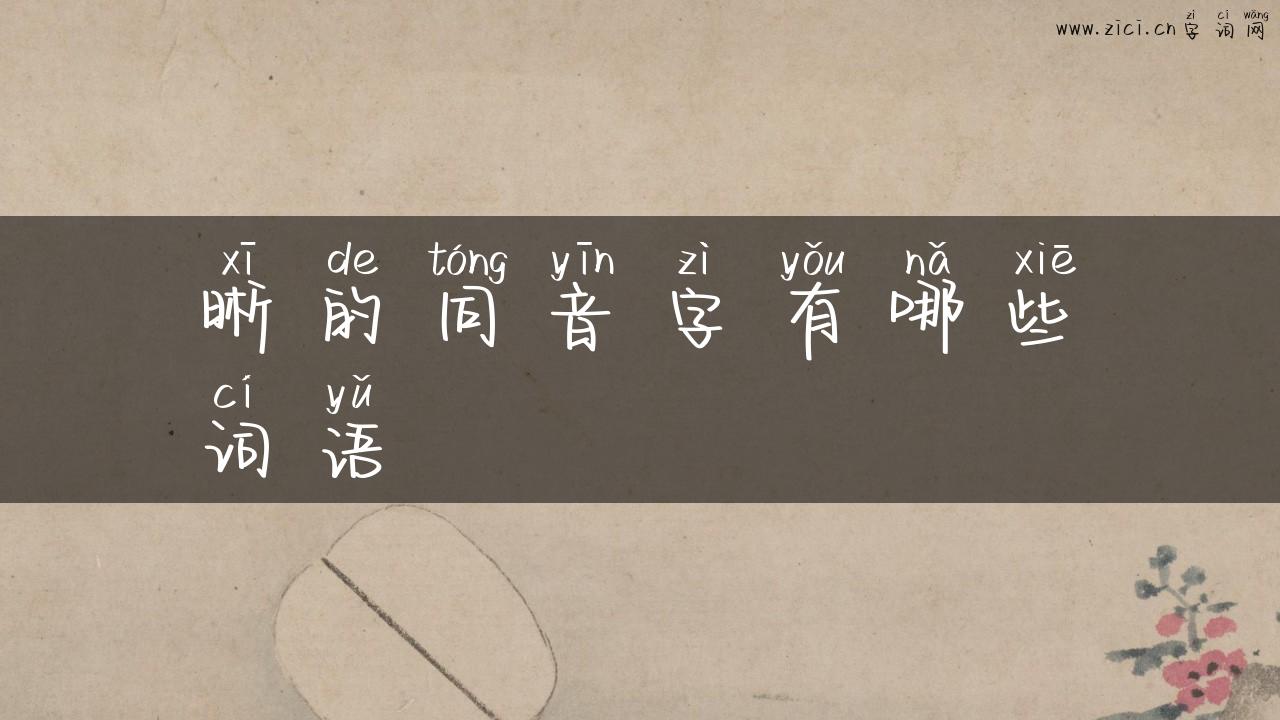 晰的同音字有哪些词语