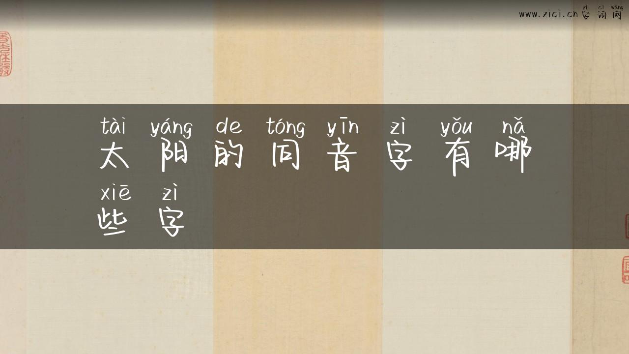 太阳的同音字有哪些字