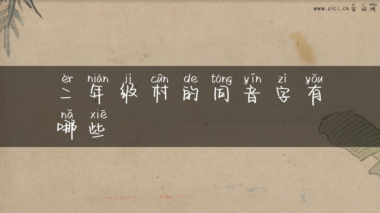 二年级村的同音字有哪些