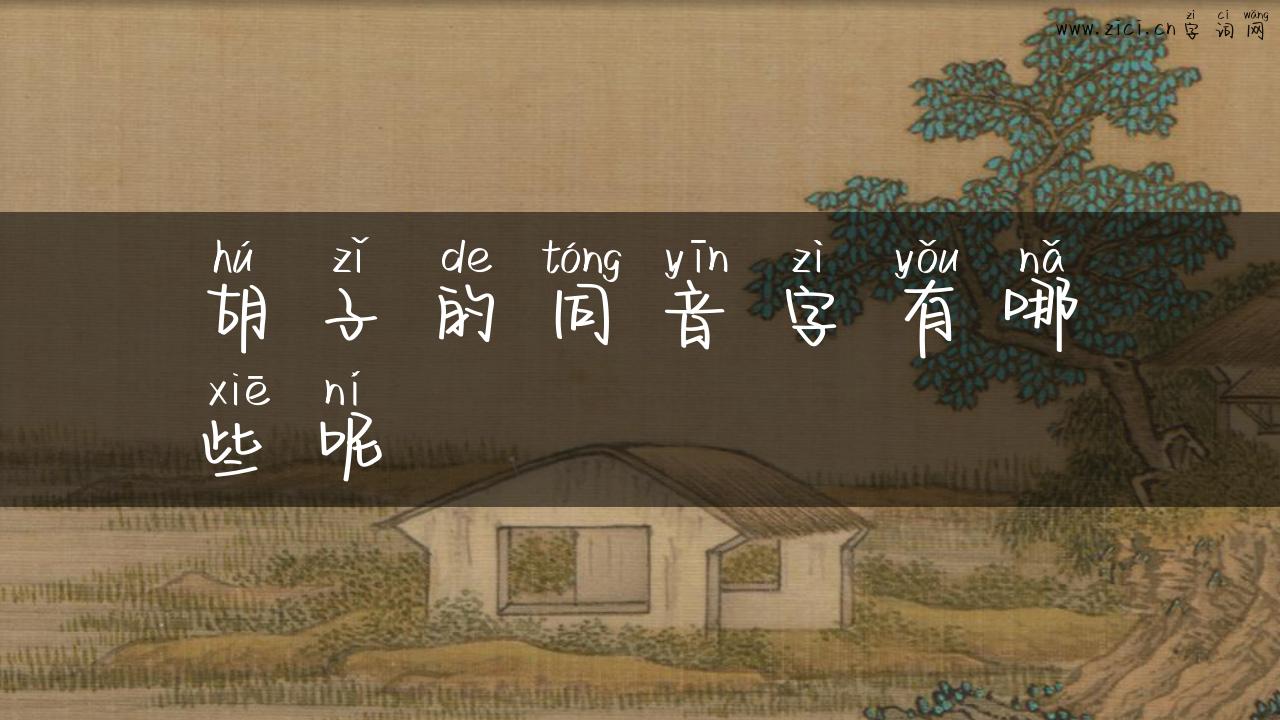 胡子的同音字有哪些呢