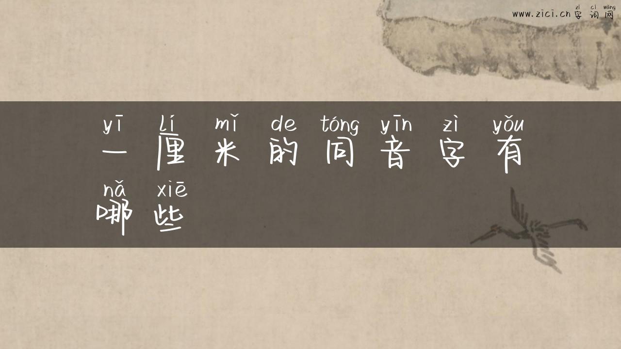 一厘米的同音字有哪些