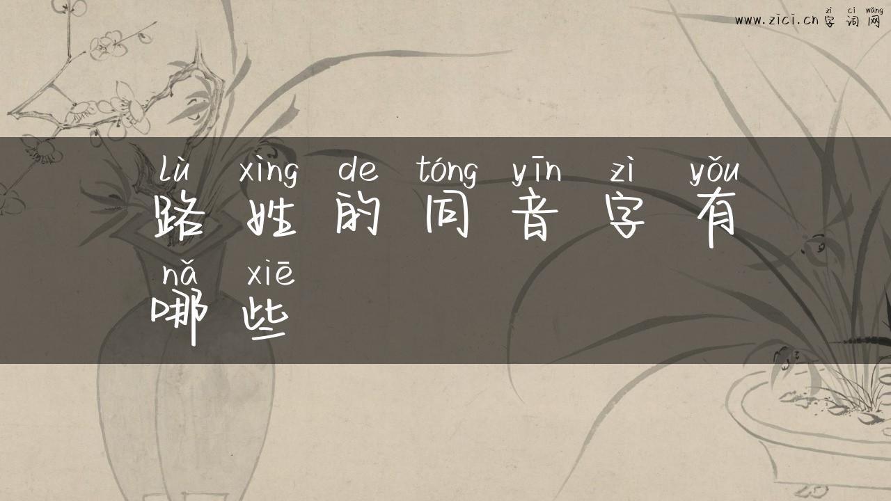 路姓的同音字有哪些