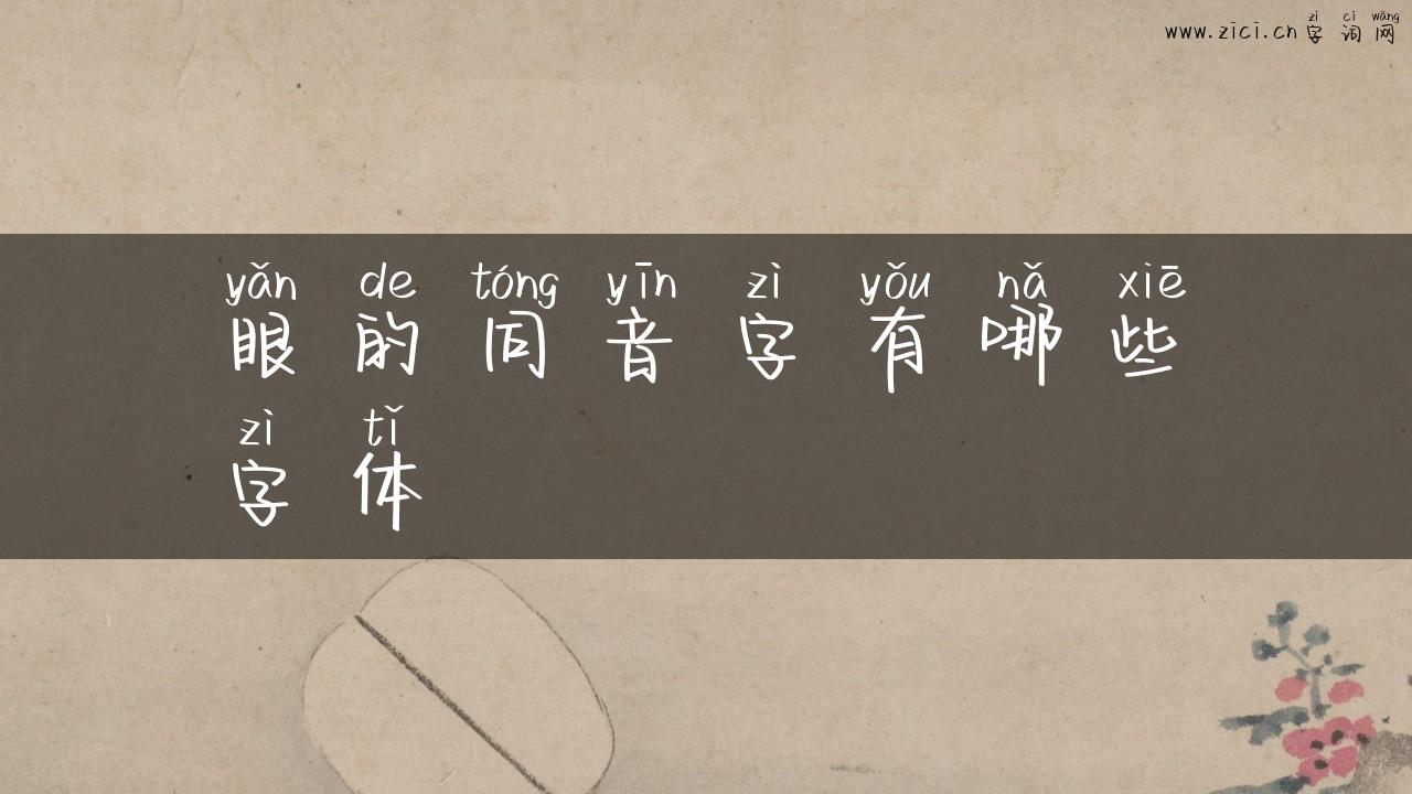 眼的同音字有哪些字体