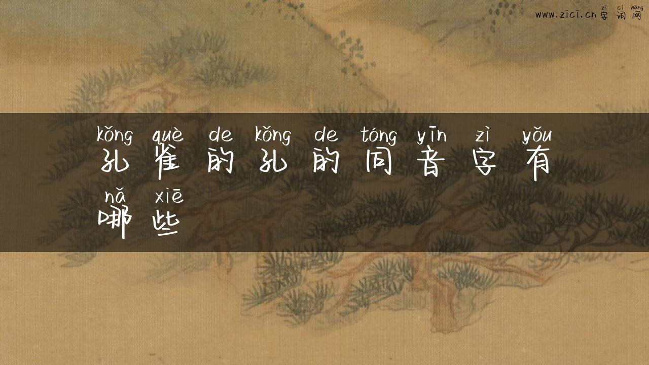 孔雀的孔的同音字有哪些