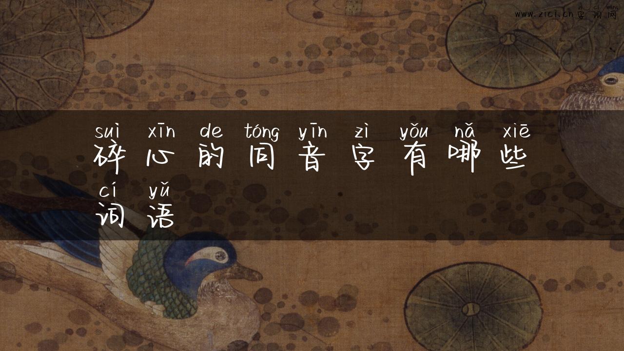 碎心的同音字有哪些词语