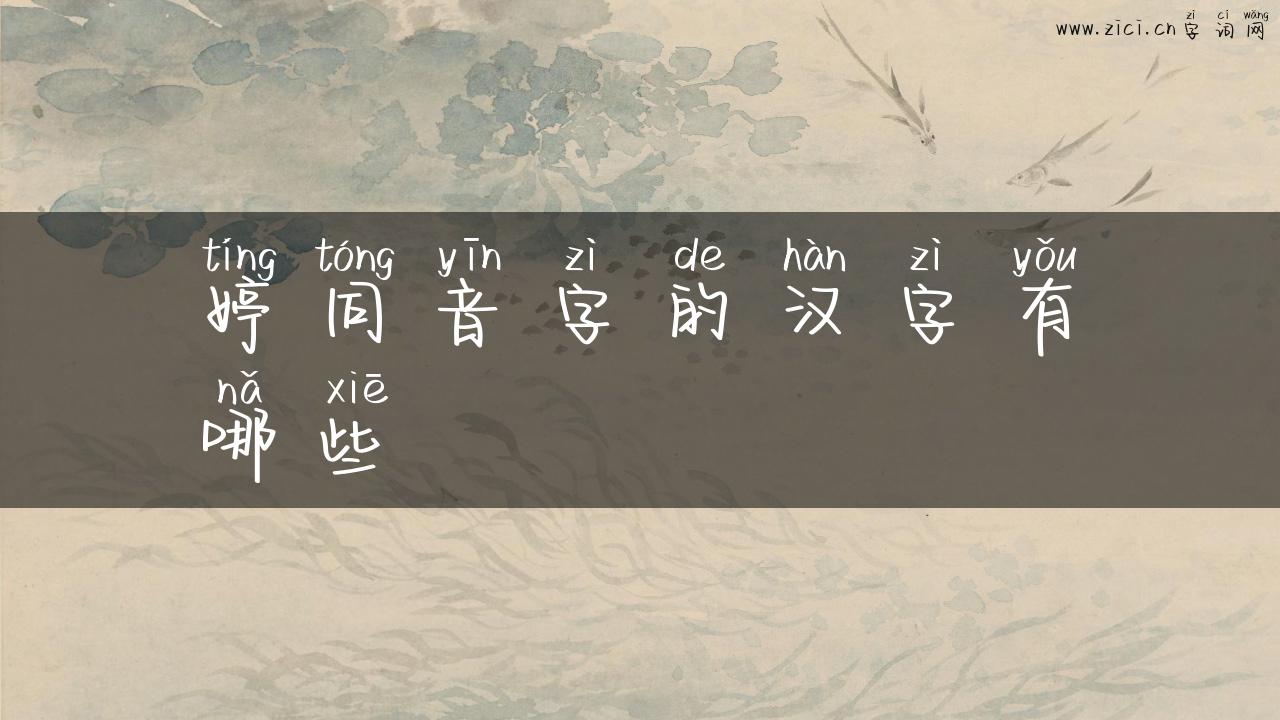 婷同音字的汉字有哪些