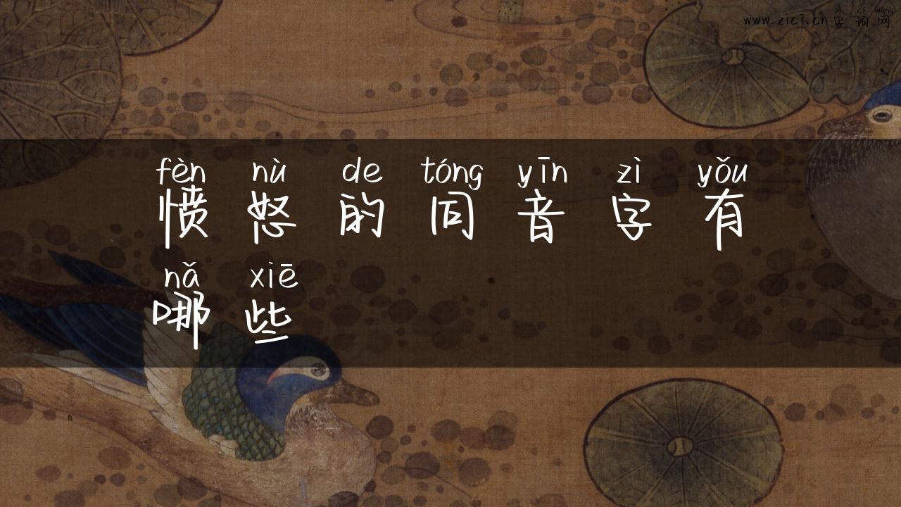 愤怒的同音字有哪些