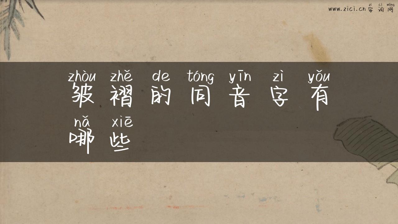 皱褶的同音字有哪些